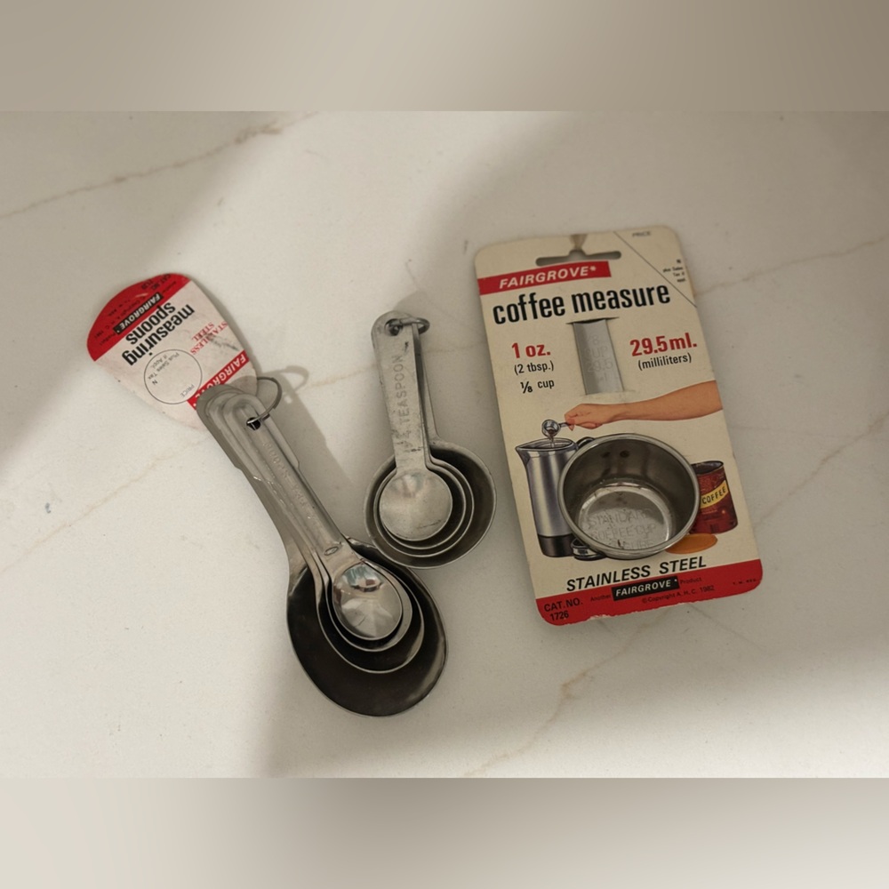 Vintage Fairgrove Measuring Spoons & Coffee Measure Lot Stainless Steel